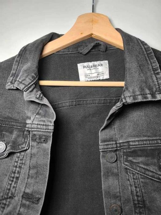 Kurtka jeansowa Pull&Bear M czarna grafitowa katana