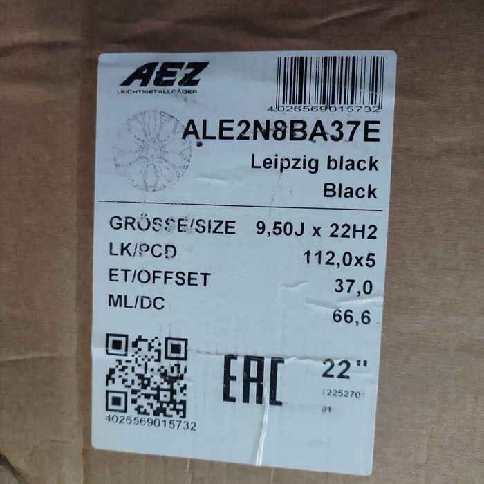 Felga 9,5x22 5x112 ET37 AEZ LEIPZIG BLACK  ALE2N8BA37E