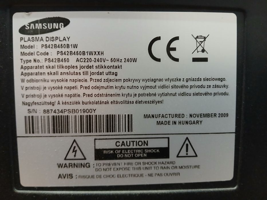 Telewizor samsung plazma USZKODZONY