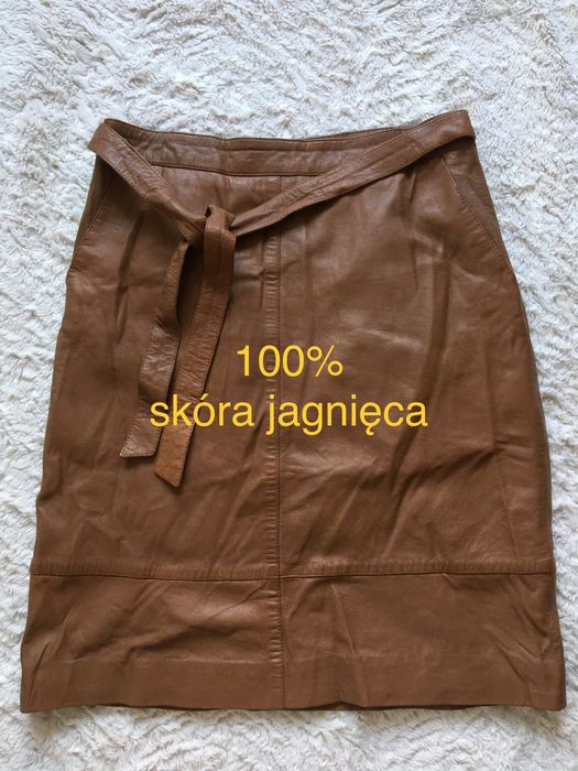 Spódnica-skóra jagnięca M