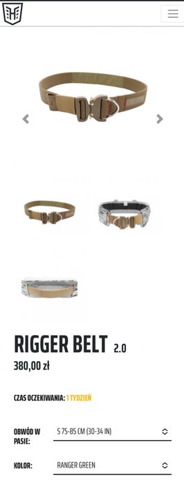 Pas Riggers Belt Husar.ltd ranger green rozmiar s