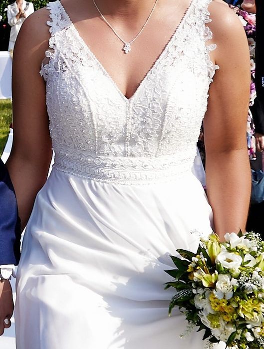 Suknia ślubna biała, długa, rozm. M