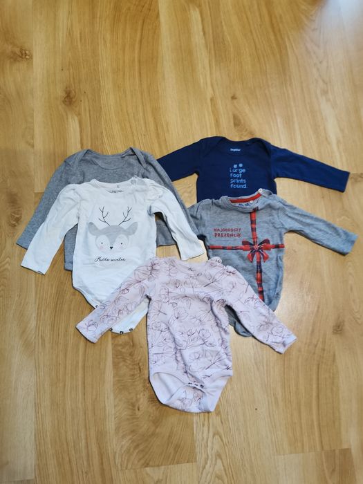 Paka 5x body długi rękaw 80 prezent 5.10.15 bodziaki