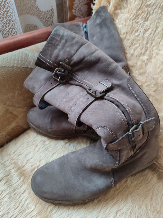 Замшеві сапоги, на цегейкі