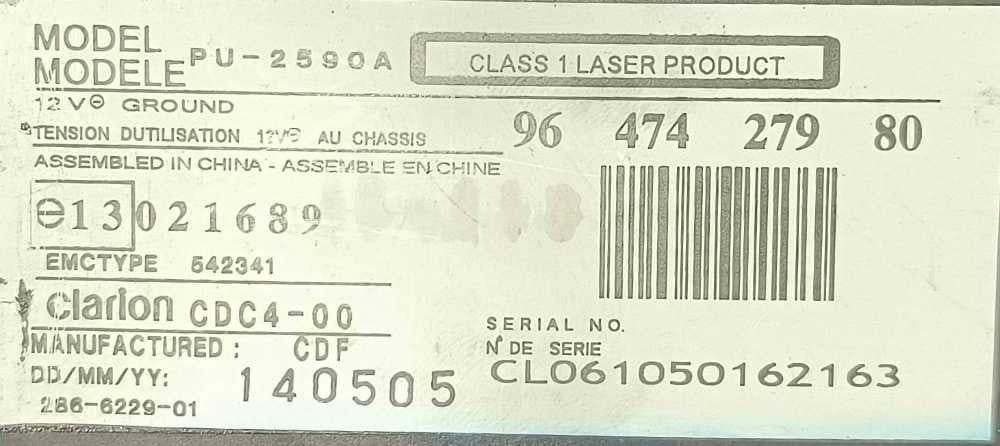 Caixa / Leitor CDs 9647427980 - CITROËN C8