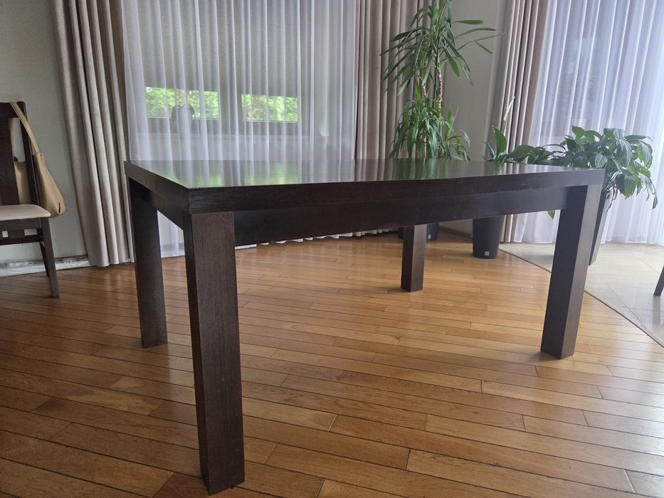 Stół drewniany 100cm x  150cm (250cm) + 6 krzeseł