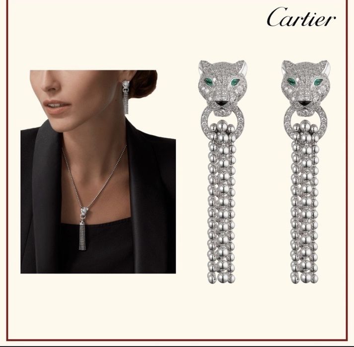 Золотые серьги Пантеры Cartier с бриллиантами 3 карата. Juste un Clou.