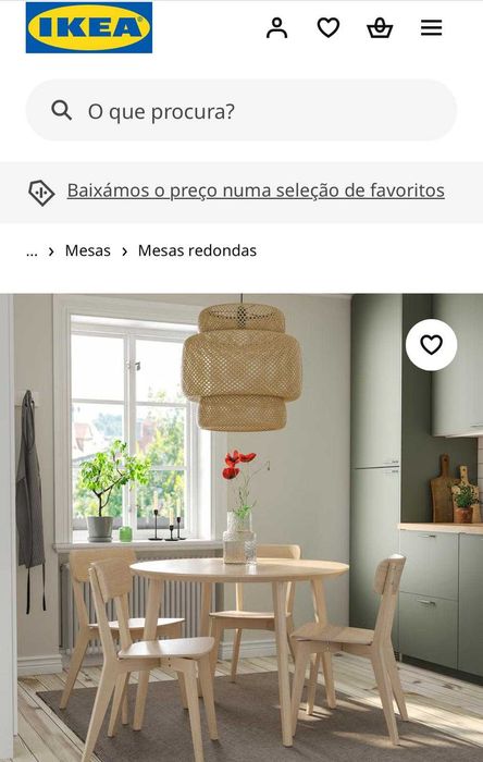 Mesa Lisabo IKEA, chapa de freixo, 105 cm