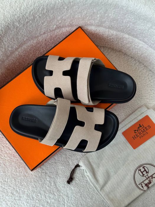 Шльопанці Hermes бежеві замш розмір 38-23,5см