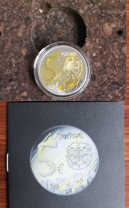 Conjunto 2 moedas Prata-Proof "O conhecimento" + "UEFA 2024"