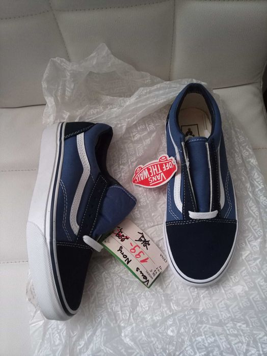 Vans old skool 36,5 navy elementy skórzane nowe Vansy granatowe