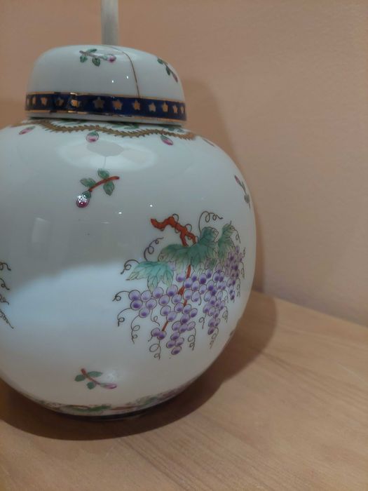 Candeeiro de mesa em cerâmica pintada à mão – estilo oriental