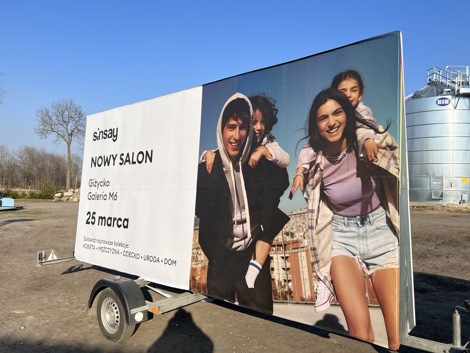 REKLAMA MOBILNA, przyczepka - laweta reklamowa