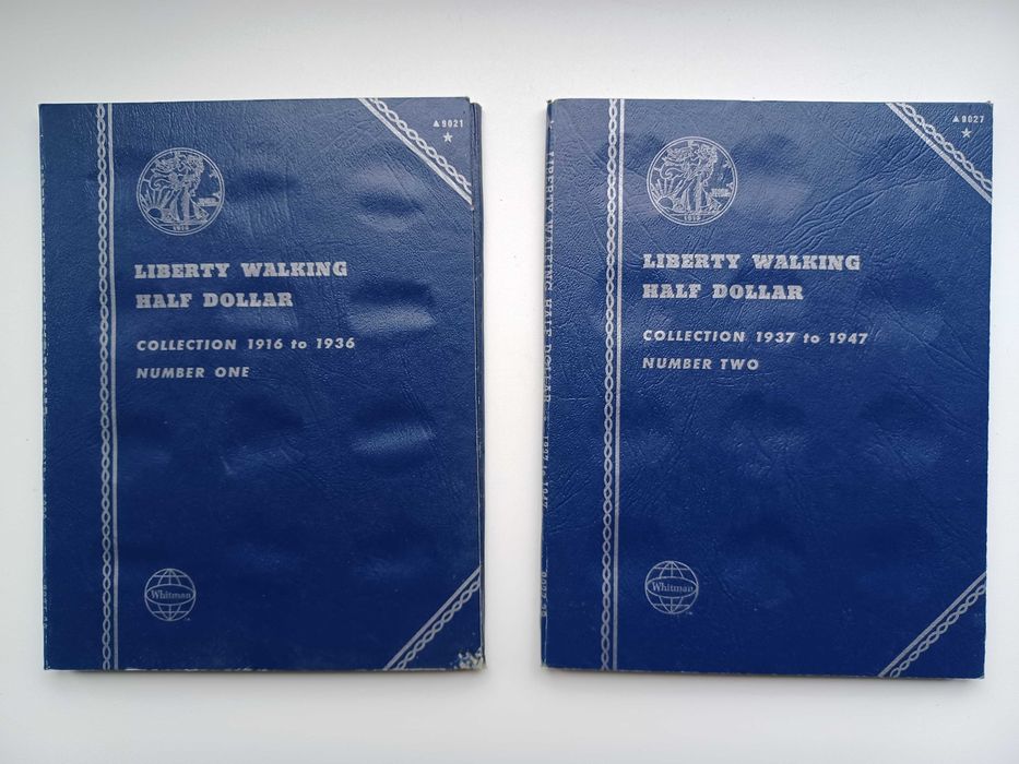Dwa albumy na monety Whitman. Nr 1 i 2. Albumy na monety half dollar