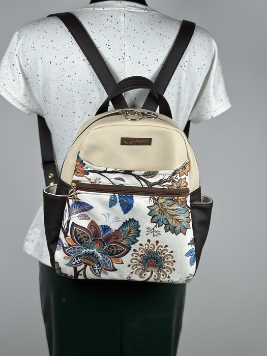 Plecak handmade welur i ekoskóra