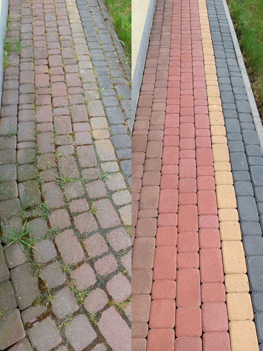 Mycie kostki brukowej elewacji dachów,tarasów, hal