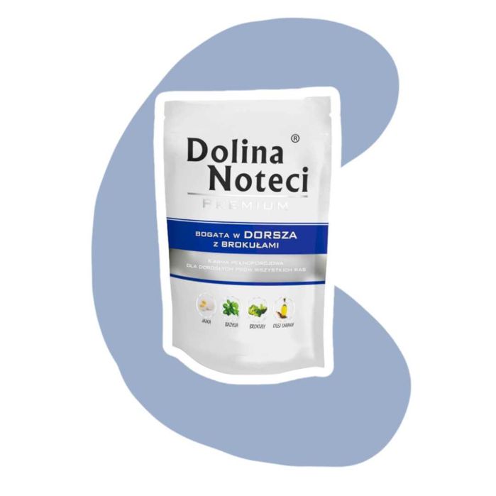 Dolina Noteci Premium Bogata w dorsza z brokułami 10x150g Dorsz pełnoporcjowa karma dla dorosłych psów wszystkich ras
