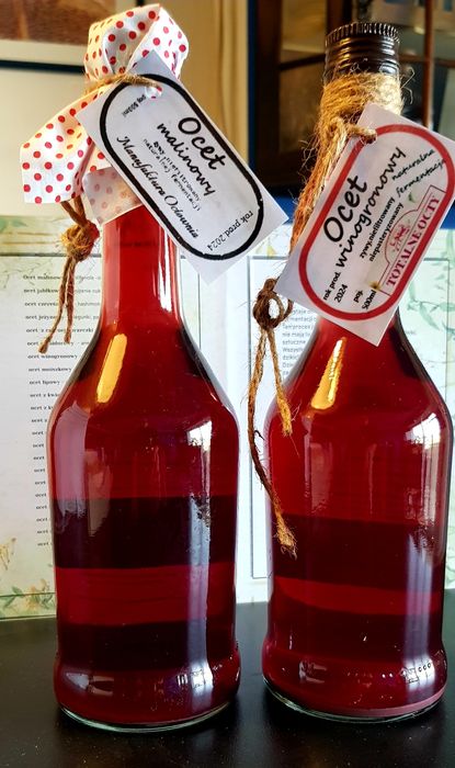 Dwa żywe octy malinowy i winogronowy 2x500ml TOTALNE OCTY