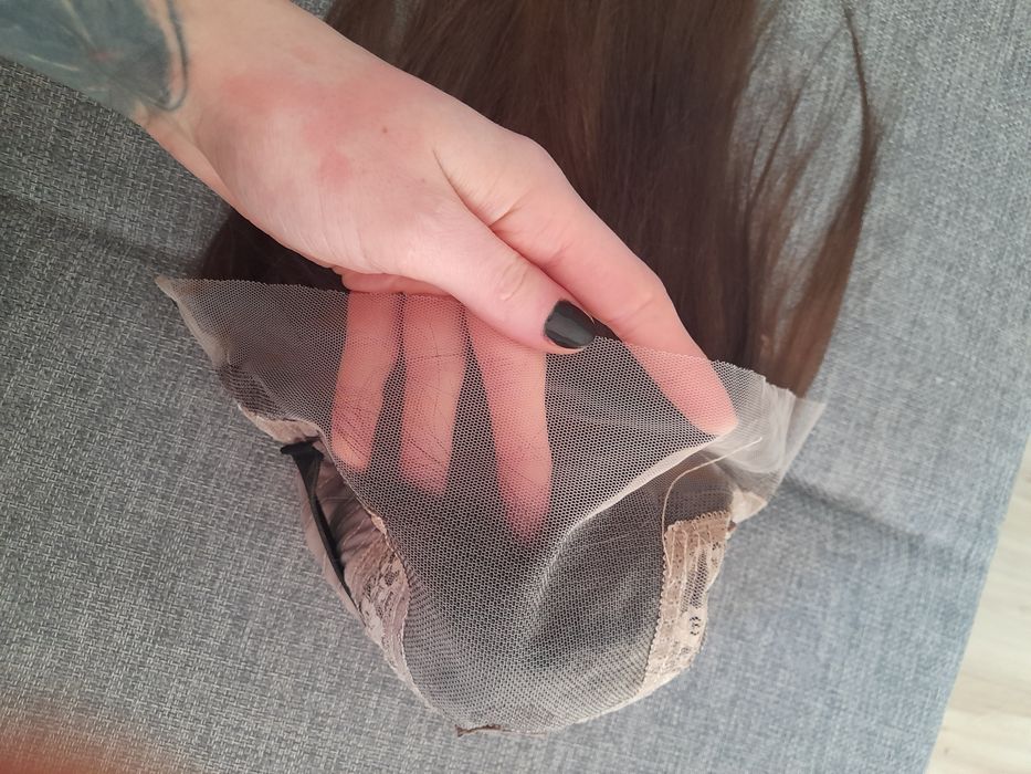 Peruka lace front 100% naturalny włos brąz