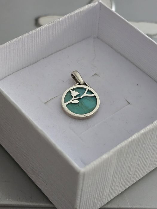 Srebrna zawieszka z turkusem, srebro, turkus