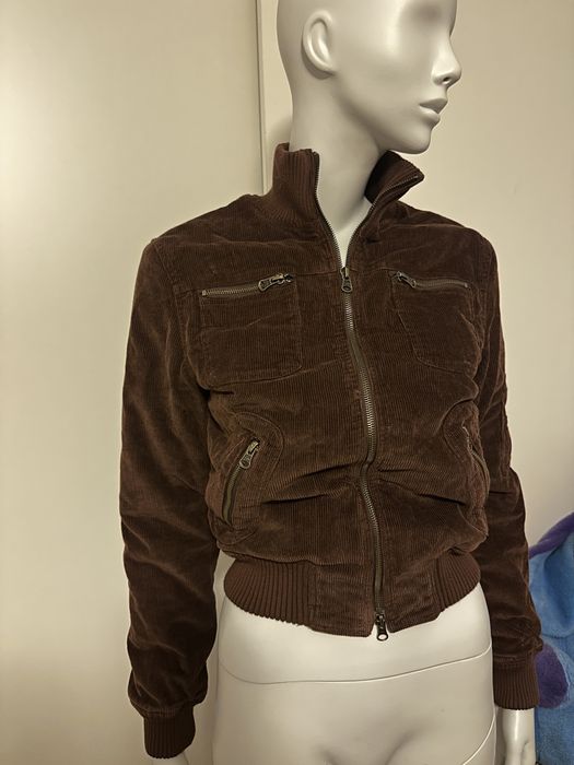 Sztruksowa kurtka damska brazowa czekoladowa xs