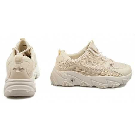 Sportowe sneakersy na grubej podeszwie beżowe r 39