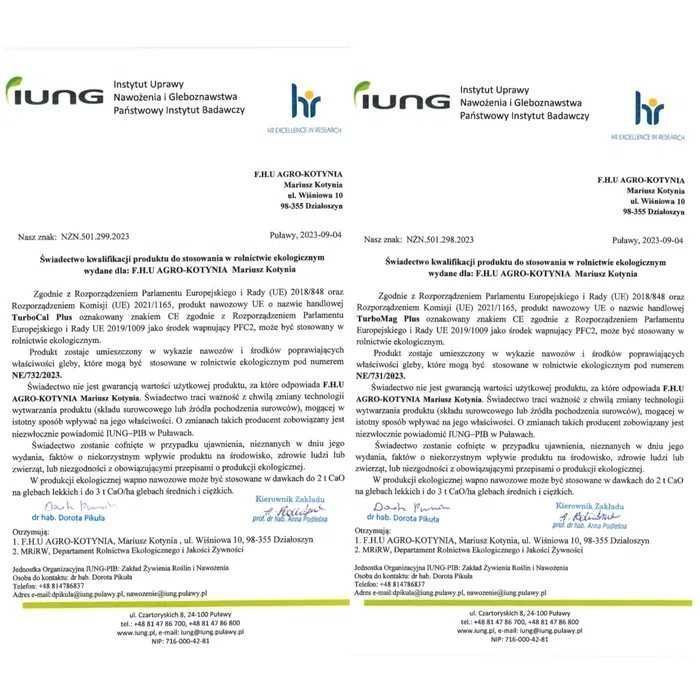Wapno Granulowane TurboCal plus, Magnezowe TurboMag i Czarna Kreda Siarczan Wapnia.