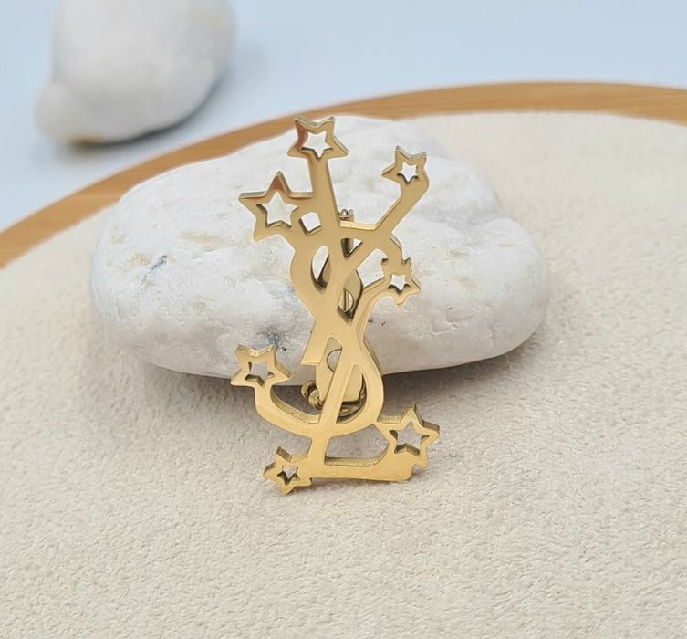 Broszka złota ozdoba na ubranie yls klasyczna gładka stal chirurgiczn