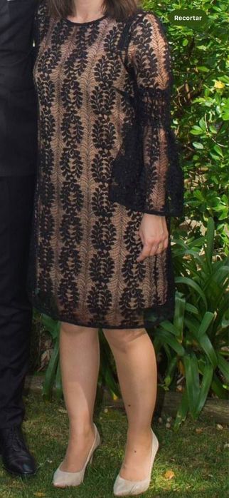 Vestido preto renda michael kors