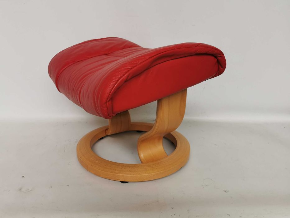 pufa podnóżek SKÓRA skórzany Ekornes stressless 56x38x41 czerwony