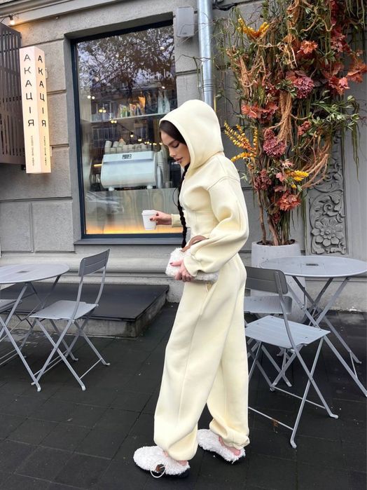 Стильний теплий жіночий костюм корсет (кофта) + штани палаццо