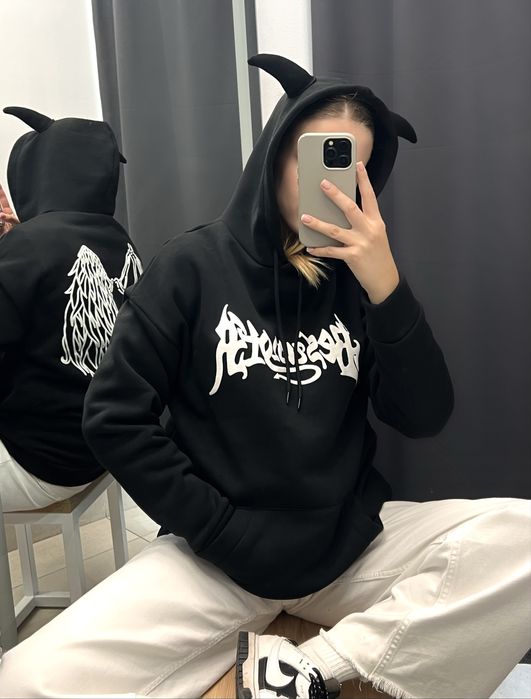 Жіноче/Чоловіче худі з ріжками— оверсайз, фліс батник/толстовка/худи