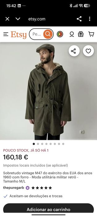 Jaqueta casaco militar M47