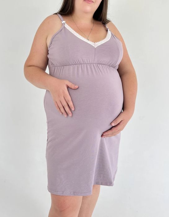 Нові нічні сіра сорочки в пологовий в роддом на кліпсі для годування