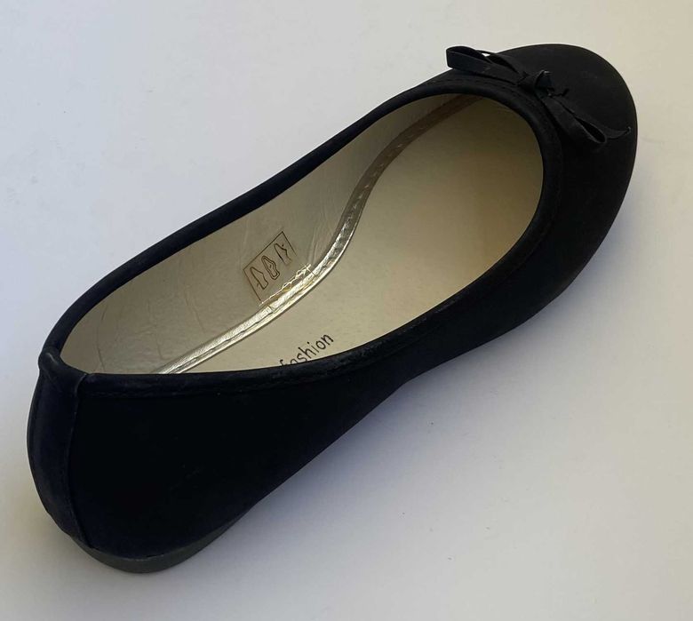 Czarne gładkie baleriny z kokardą rozmiar 37