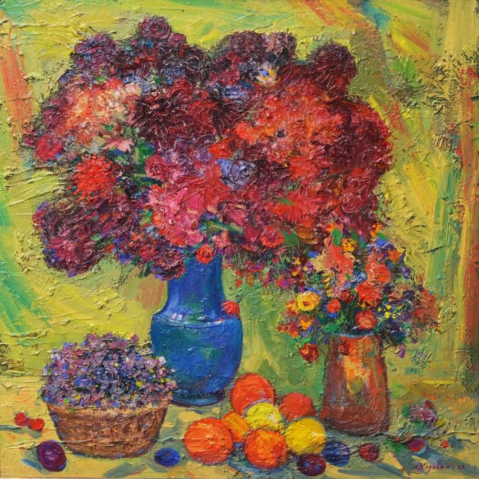 Ходченко Лев (1912-1998) Квіти Айстри Польові Маки Фіалки / 72*72 см