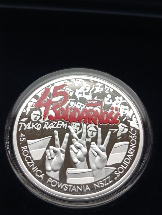 10 zł 45 lat powstania NSZZ Solidarność + folder