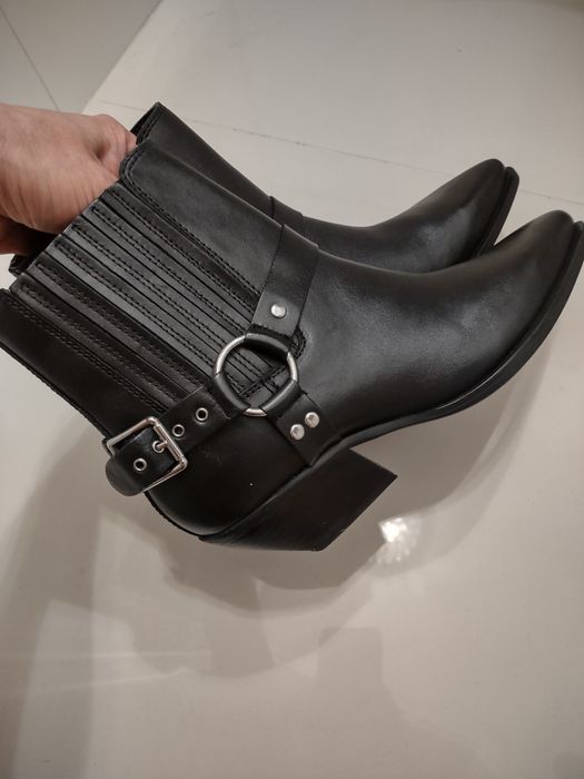 Buty Botki Kowbojki Skóra Naturalna Zara