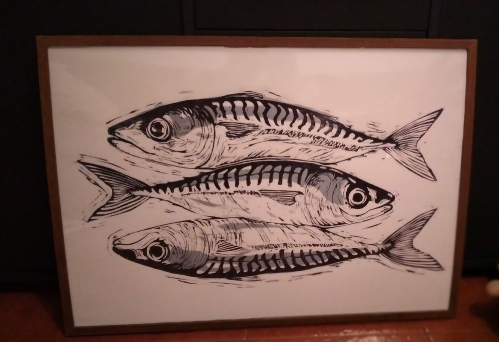 Moldura "Sardinhas", 0 73cm x 0,52 cm