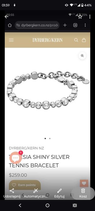 Srebrna bransoletka, firmy Dyberg Kern,