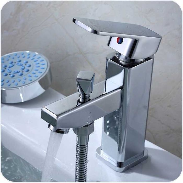 bateria stojąca nablatowa kran do umywalki + zestaw prysznicowy