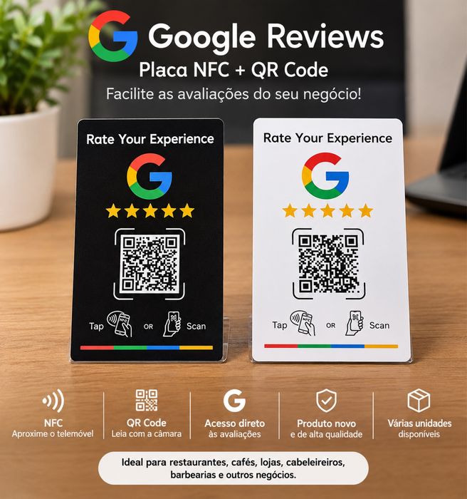 Placa Google Reviews NFC  & QR Code
