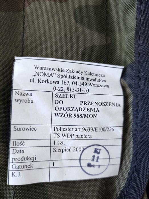 Szelki do przenoszenia oporządzenia MON