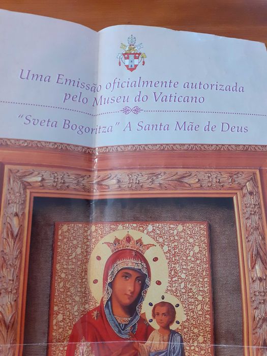 Icone repr. autorizada folha de ouro e pedras preciosas