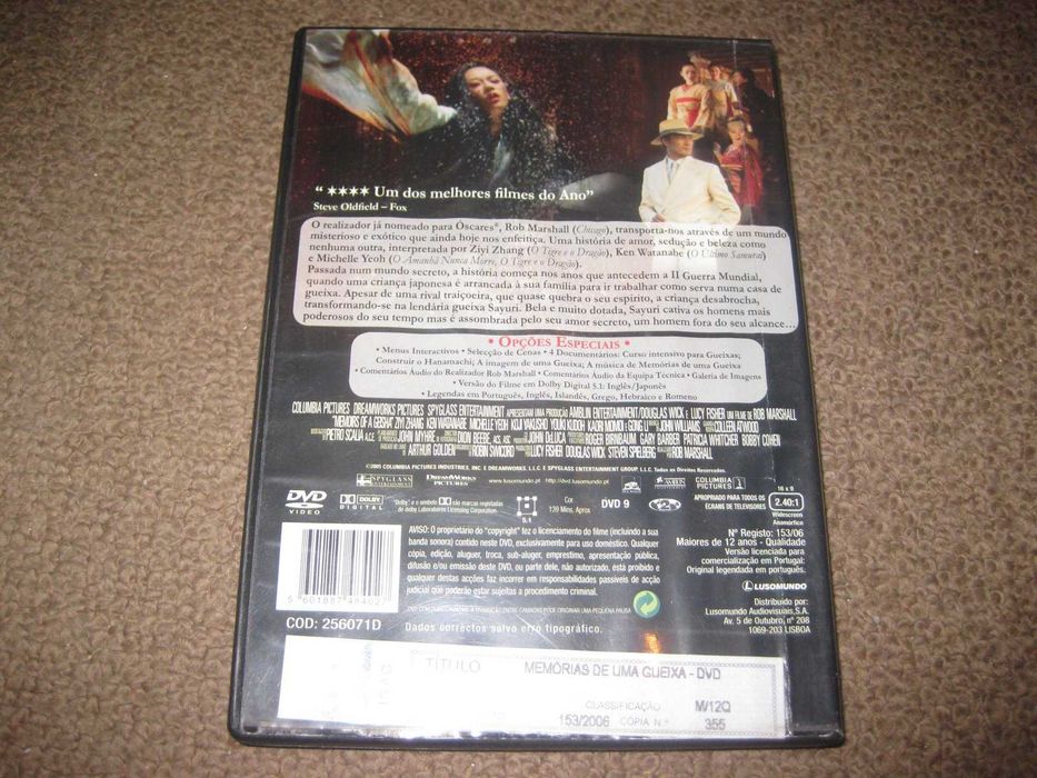DVD "Memórias de uma Gueixa" com Zhang Ziyi