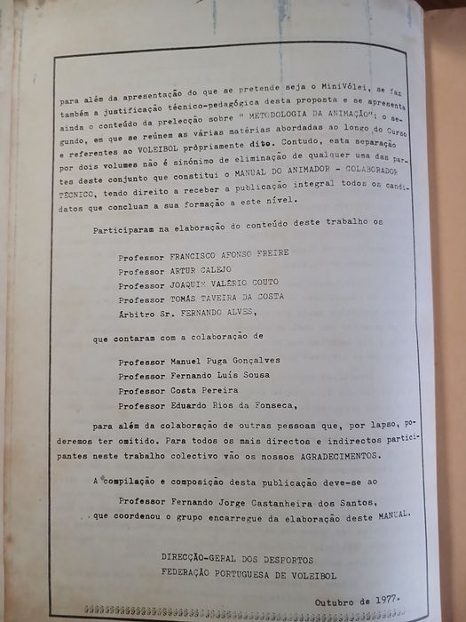 Voleibol-Manual do animador, colaborador técnico 1977