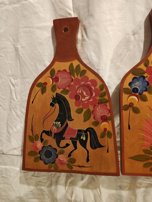 3 Rosyjskie deski do krojenia w stylu folk art vintage