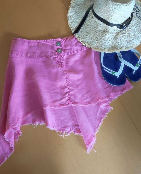 River Island spódnica lniana letnia przewiewna mini  asymetryczna