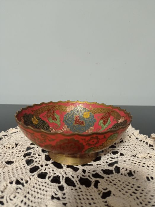 Конфетница  латунная, эмали. Индия