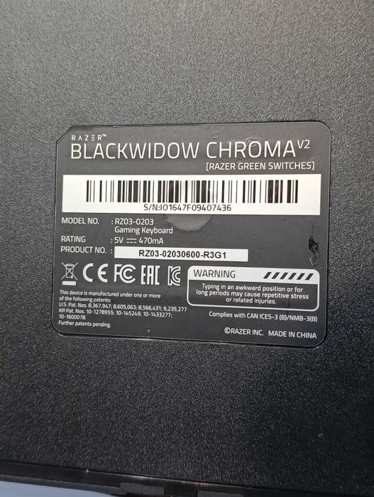 Klawiatura gamingowa RAZER BLACKWIDOW CHROMA V2 klawiatura niemiecka